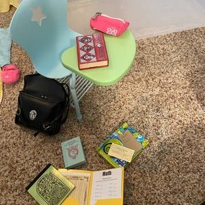 American girl doll desk set with school supplies.